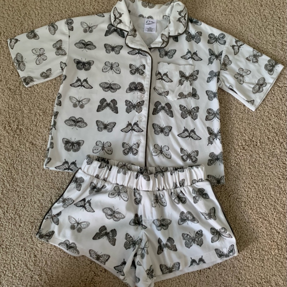art class Black and White Butterfly Kids Pajama Set